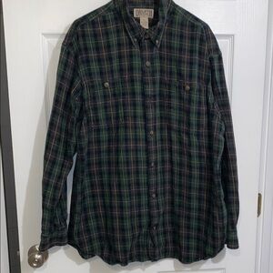 Duluth Trading Co Men's Green Plaid Flannel Shirt Size XL Cotton Button Down